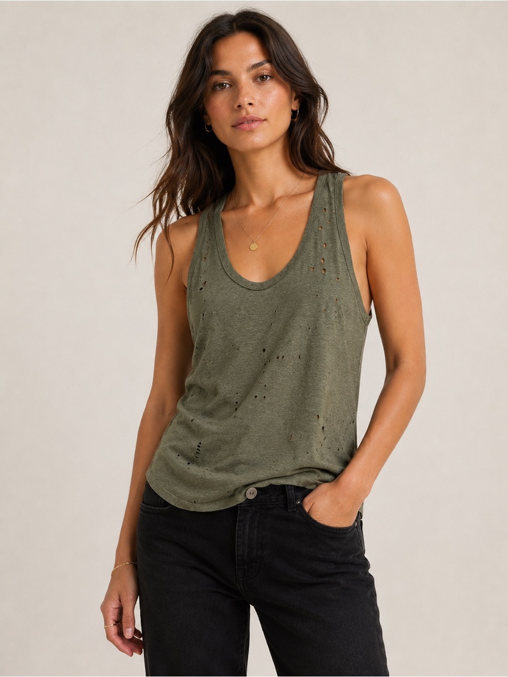 IRO Doris Distressed Racerback Top